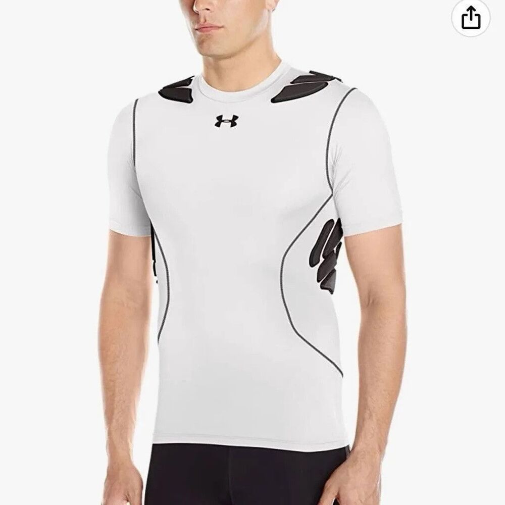 Under Armour White Gameday Armour Baselayer Football Compression Shirt Mens L